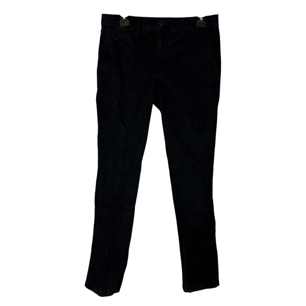 Gap Essential Khaki Chino Pants Men 30x32 Black Mid-Rise Slim Fit Casual Zip Fly